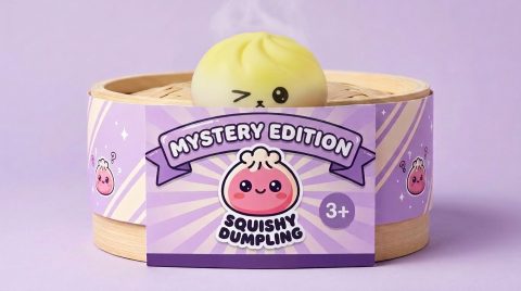 Mystery Dumpling Squishy met Bamboe Stoommandje in het bamboe stoommandje