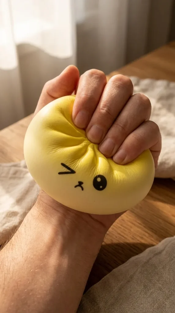 Mystery Dumpling Squishy met Bamboe Stoommandje tijdens het knijpen