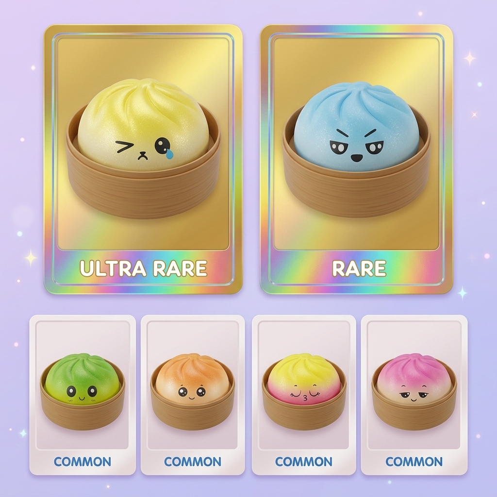 Mystery Dumpling Squishy met Bamboe Stoommandje tijdens het knijpen, zacht materiaal