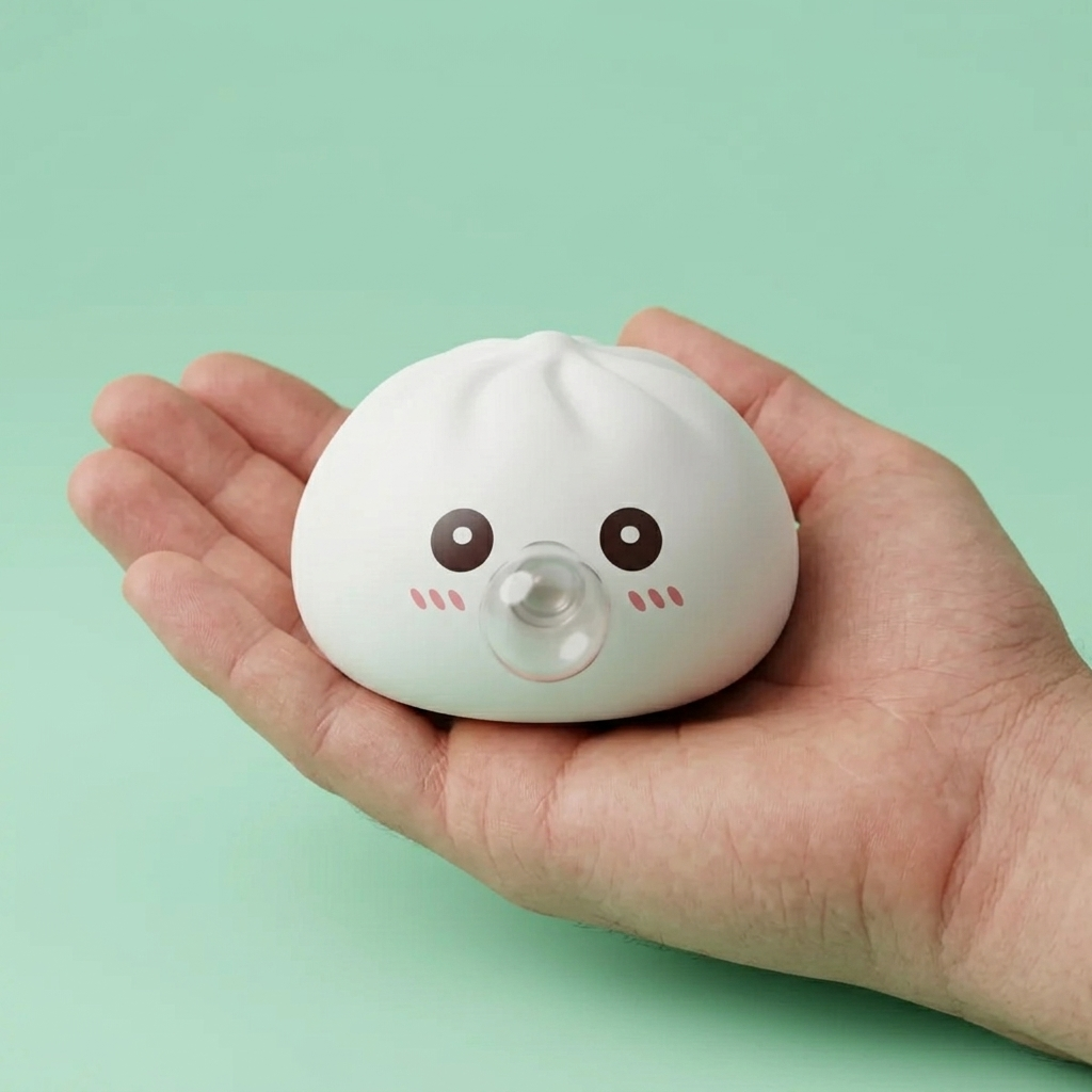 Giant Dumpling Squishy Witte Wolk in de hand gehouden, echte grootte