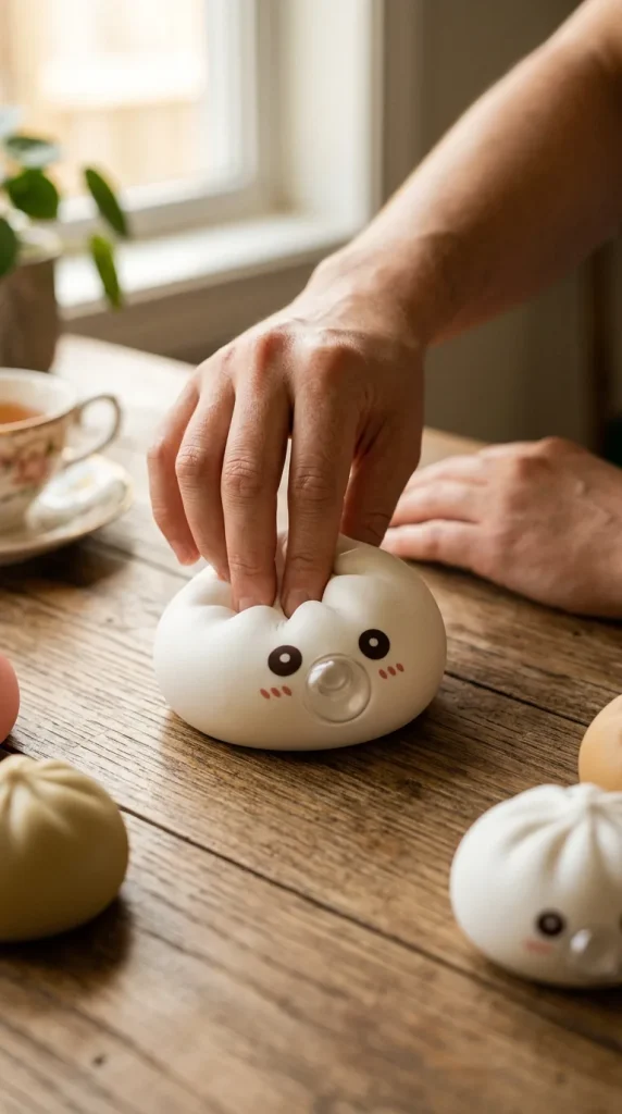 Giant Dumpling Squishy Witte Wolk tijdens het knijpen