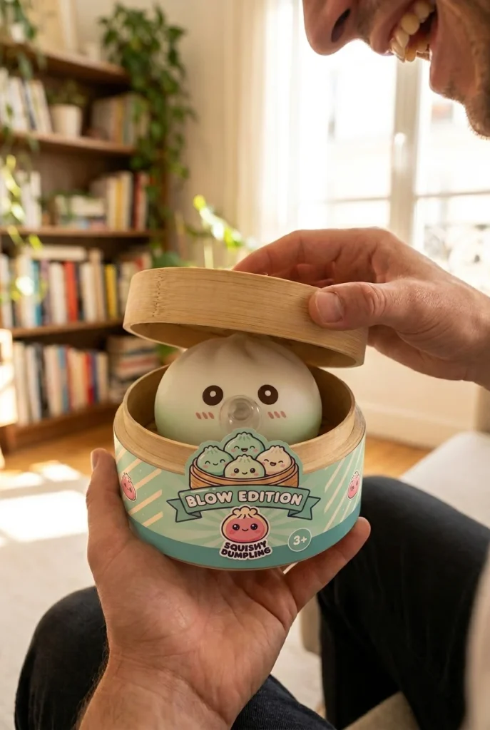 Giant Dumpling Squishy Witte Wolk tijdens het uitpakken