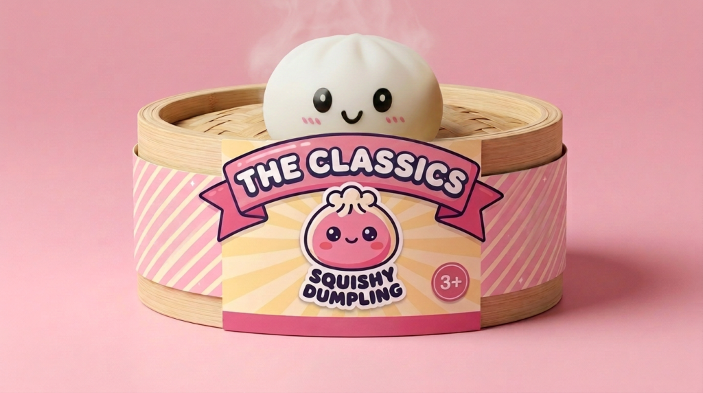 Dumpling Squishy Sneeuwwit met Bamboe Mandje in het bamboe stoommandje