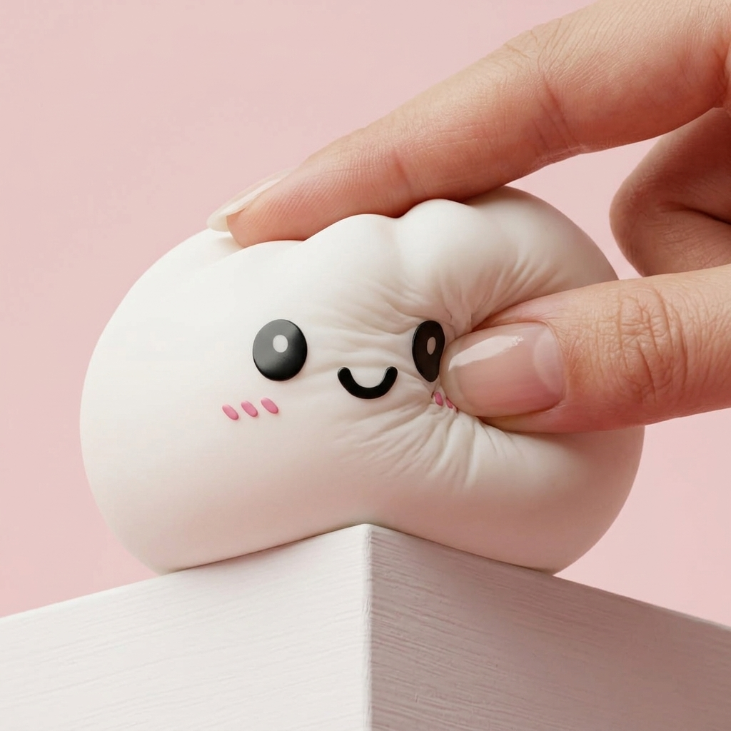 Dumpling Squishy Sneeuwwit met Bamboe Mandje — slow-rise effect, het schuim vert langzaam terug