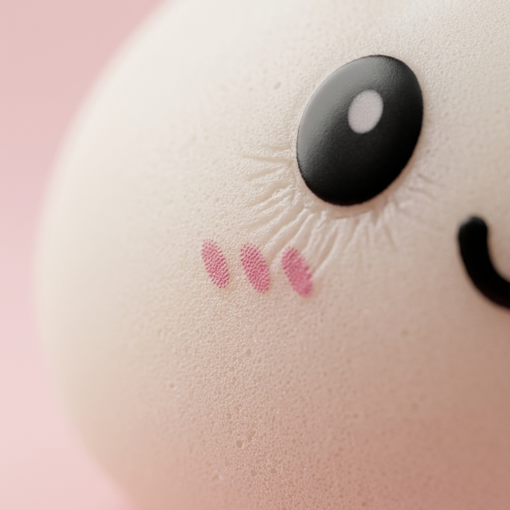 Dumpling Squishy Sneeuwwit met Bamboe Mandje — macro-close-up van de textuur