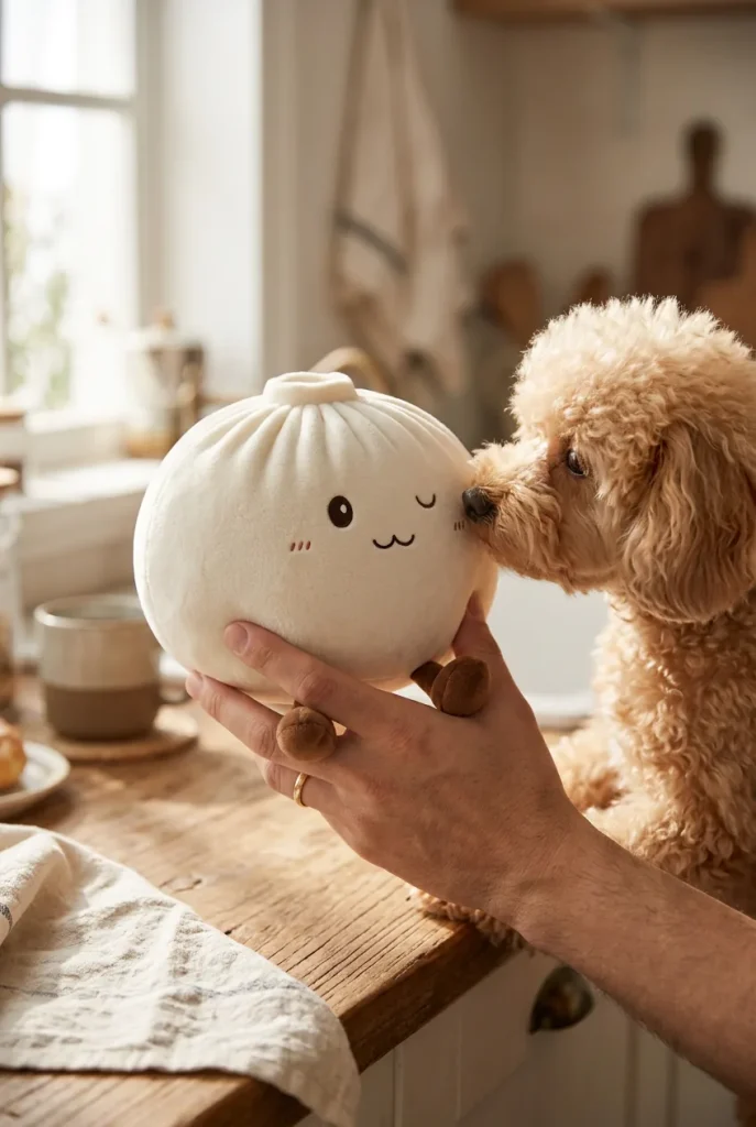 Dumplings Squishy Toy XXL Wit Knuffel-Dumpling met een knuffel