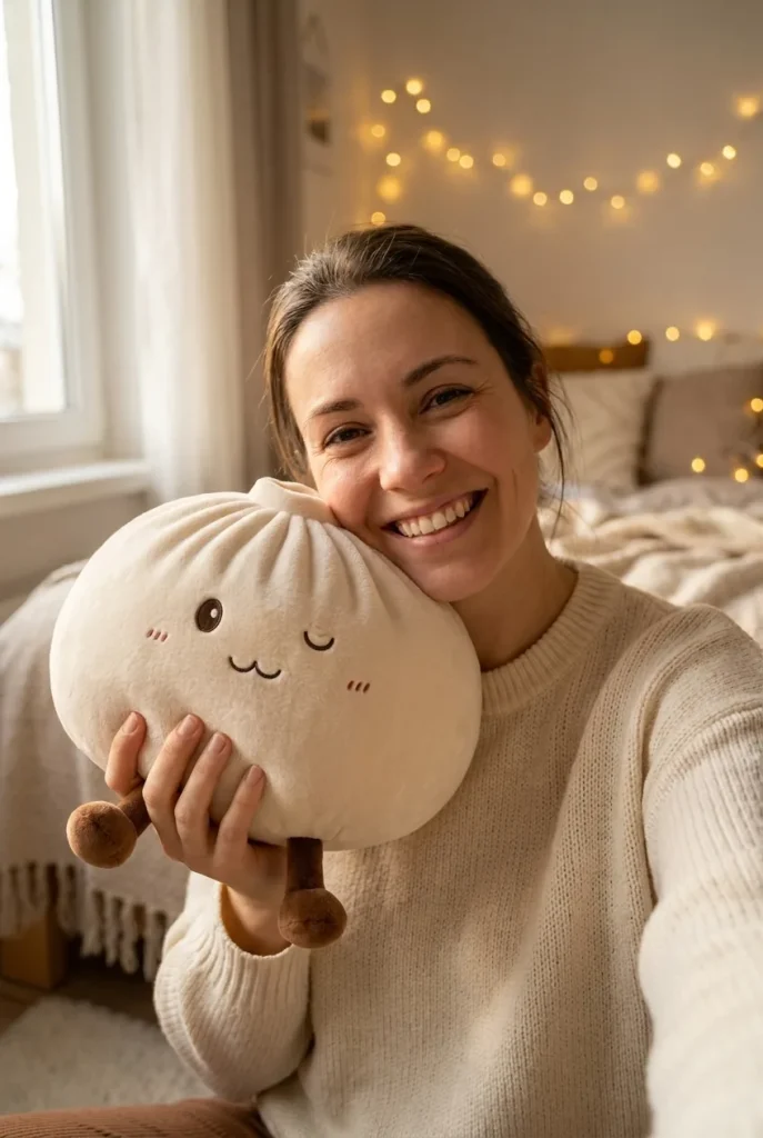 Dumplings Squishy Toy XXL Wit Knuffel-Dumpling in het dagelijks leven