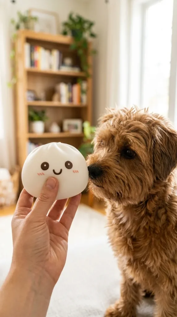 Dumpling Squishy Nachtlampje Maanlicht Wit met een knuffel