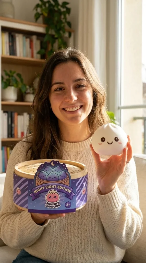 Dumpling Squishy Nachtlampje Maanlicht Wit met zijn doos