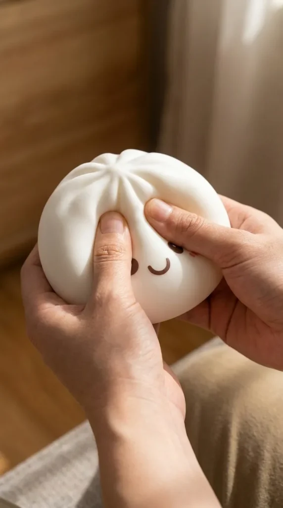 Dumpling Squishy Nachtlampje Maanlicht Wit tijdens het knijpen