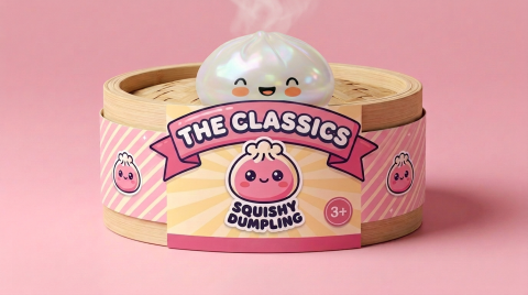 Dumpling Squishy Blanc Wolkwit Editie in het bamboe stoommandje
