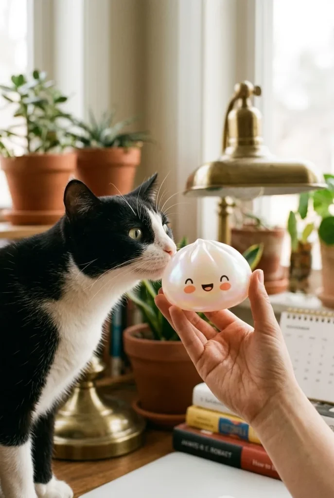 Dumpling Squishy Blanc Wolkwit Editie met een knuffel