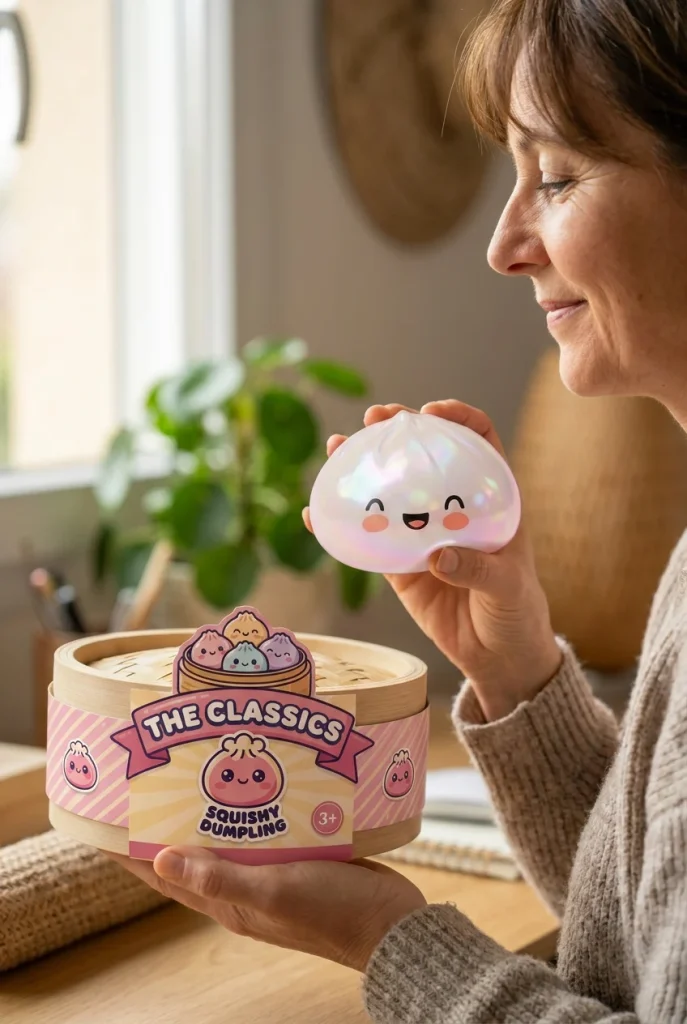 Dumpling Squishy Blanc Wolkwit Editie met zijn doos