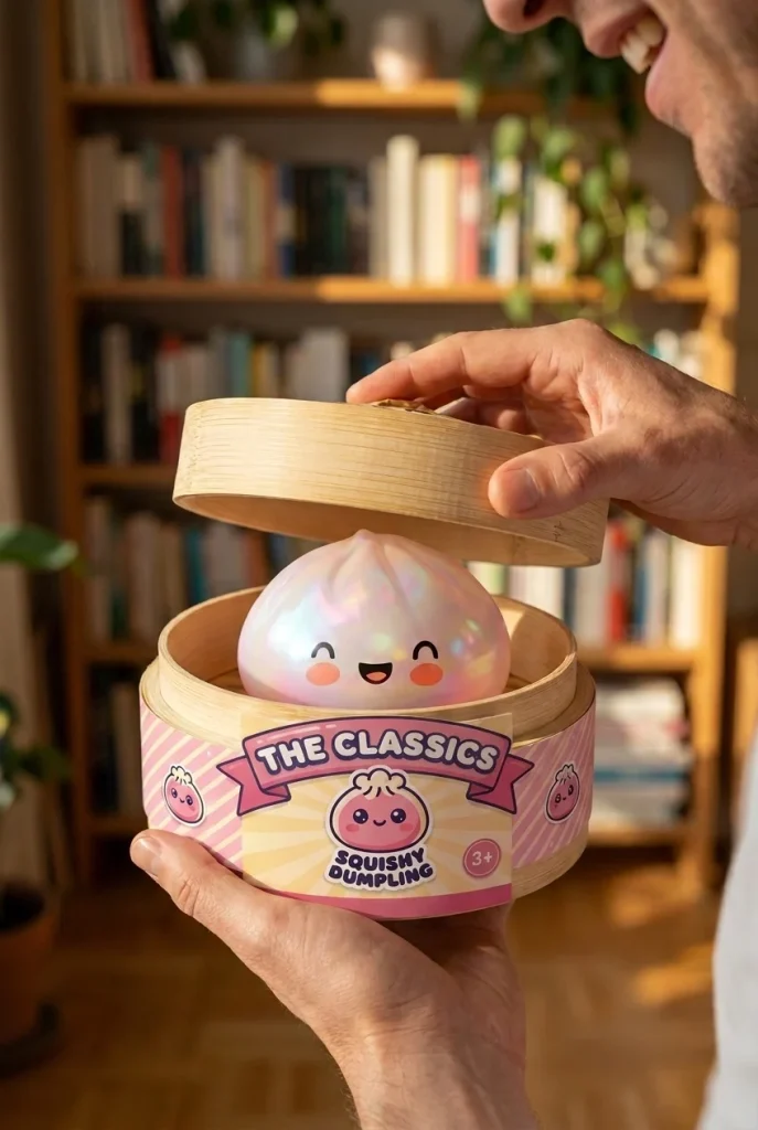 Dumpling Squishy Blanc Wolkwit Editie tijdens het uitpakken