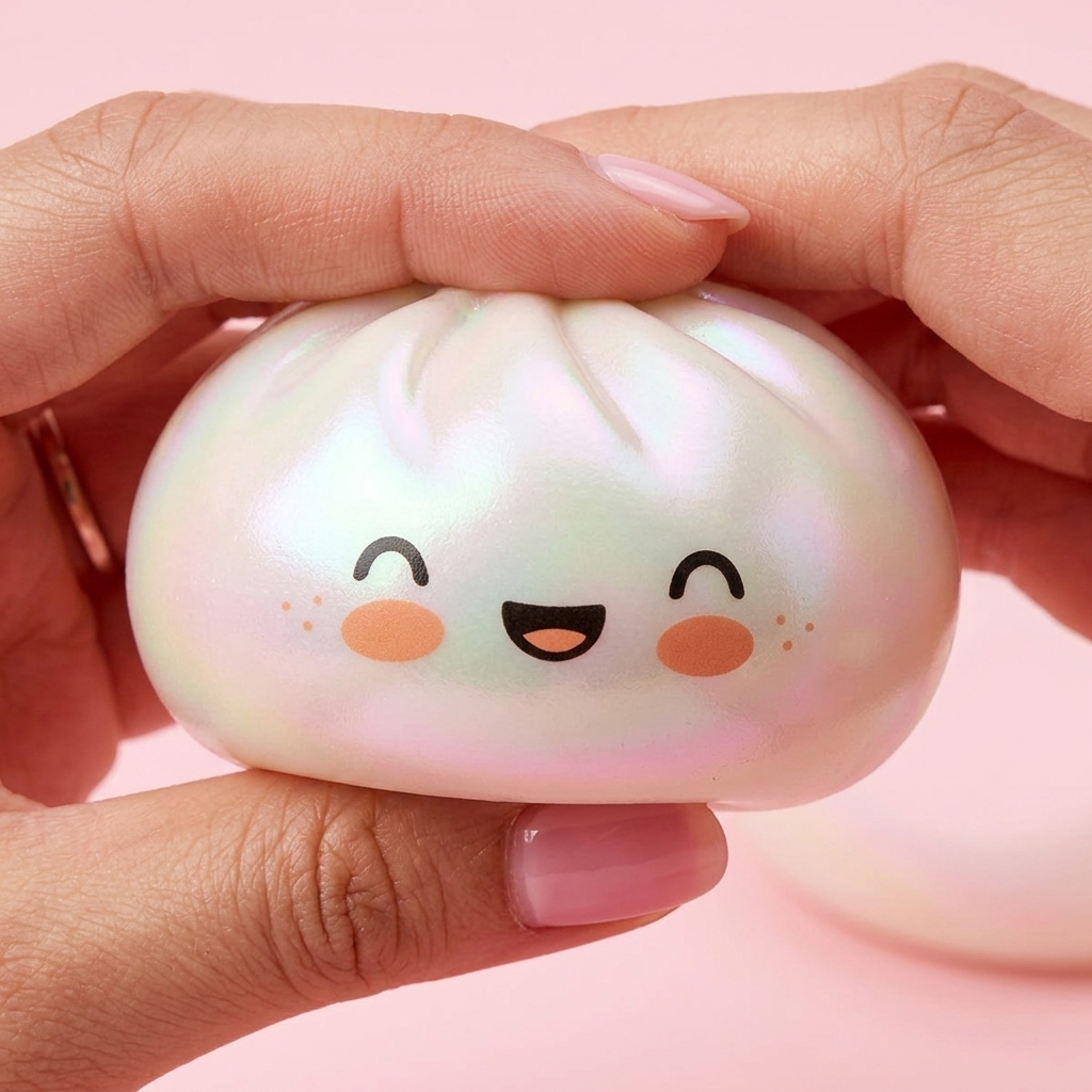 Dumpling Squishy Blanc Wolkwit Editie — slow-rise effect, het schuim vert langzaam terug