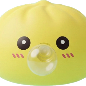 Jumbo Dumpling Squishy Geel met Bamboe Mandje tijdens het knijpen, zacht materiaal