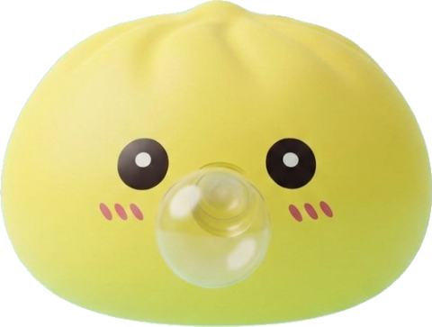 Jumbo Dumpling Squishy Geel met Bamboe Mandje tijdens het knijpen, zacht materiaal