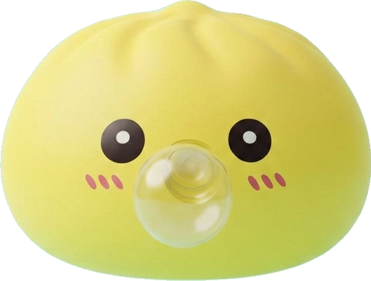 Jumbo Dumpling Squishy Geel met Bamboe Mandje tijdens het knijpen, zacht materiaal