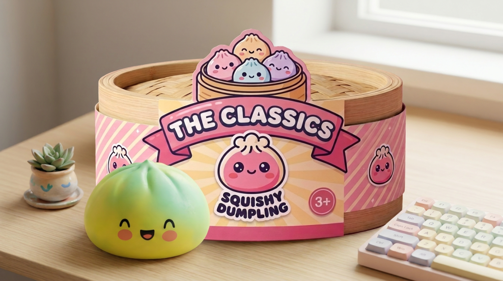 Squishy Dumpling Yellow Fade Zonsondergang in zijn kawaii omgeving
