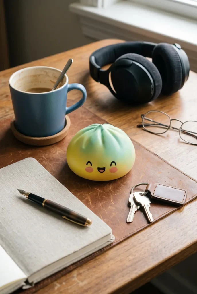 Squishy Dumpling Yellow Fade Zonsondergang op het bureau