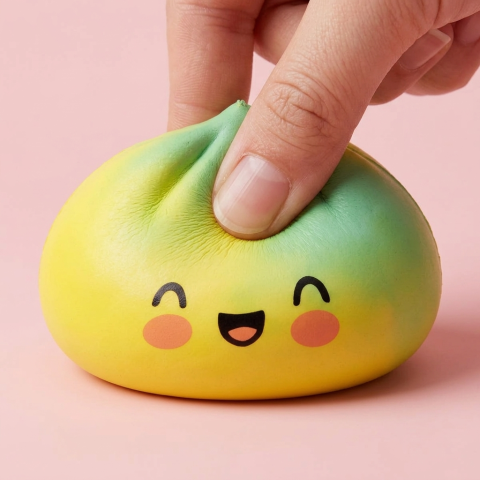 Squishy Dumpling Yellow Fade Zonsondergang — slow-rise effect, het schuim vert langzaam terug