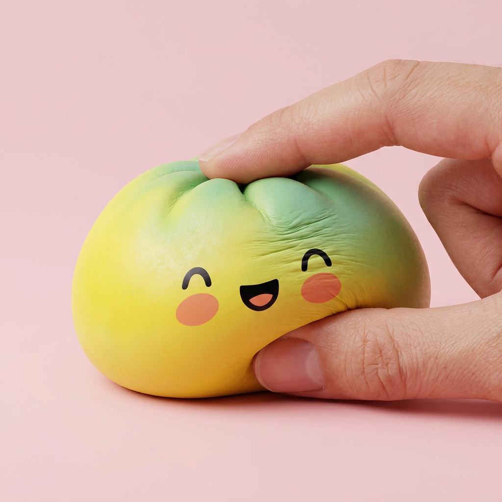 Squishy Dumpling Yellow Fade Zonsondergang tijdens het knijpen, zacht materiaal