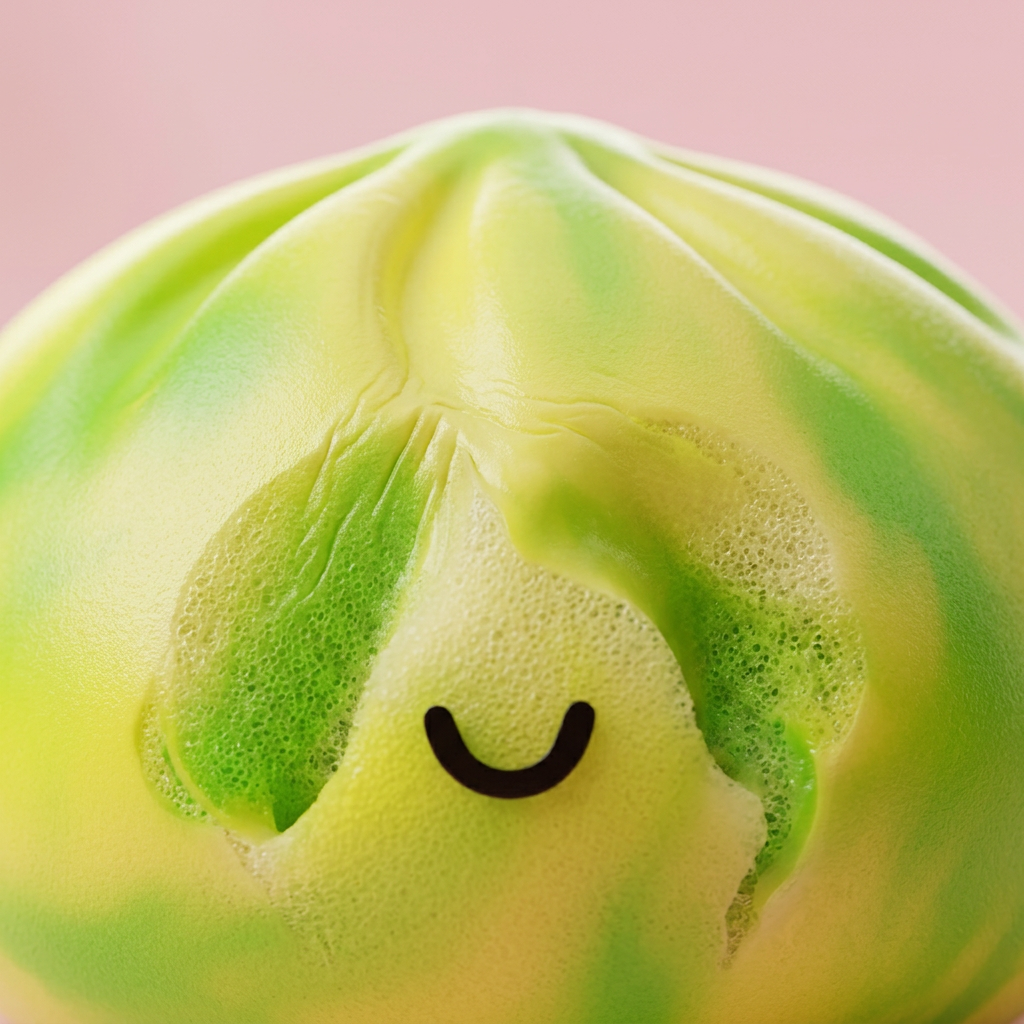 Tie Dye Dumpling Squishy Citroengeel — macro-close-up van de textuur