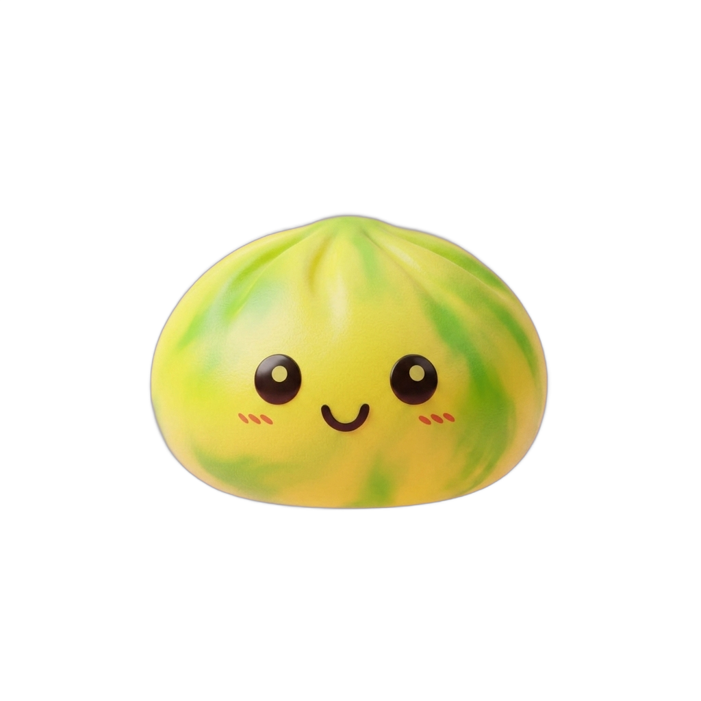 Tie Dye Dumpling Squishy Citroengeel tijdens het knijpen, zacht materiaal