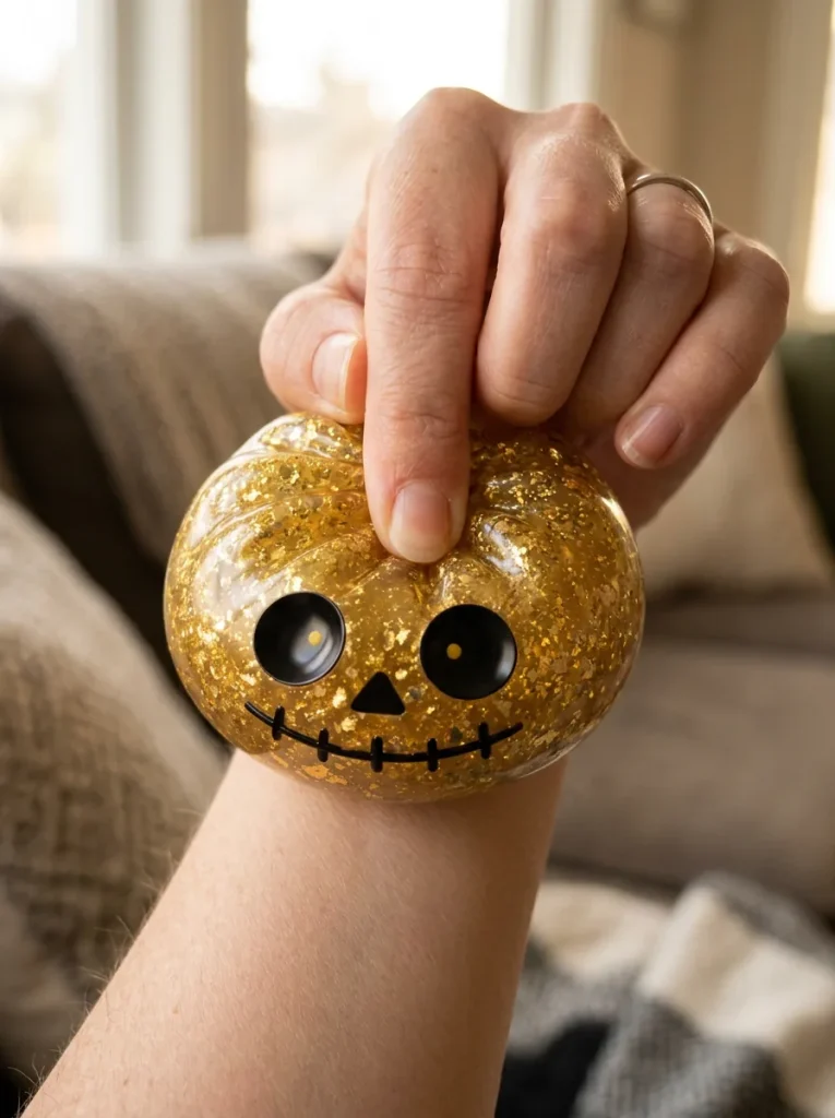 Dumpling Squishy Zombie Halloween Glitter Goud tijdens het knijpen