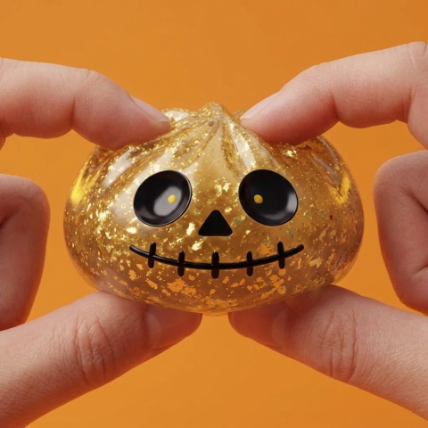 Dumpling Squishy Zombie Halloween Glitter Goud tijdens het knijpen, zacht materiaal