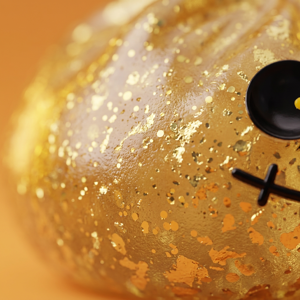 Dumpling Squishy Zombie Halloween Glitter Goud — macro-close-up van de textuur