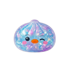 Dumpling Squishy Pinguïn Blauw Galaxy tijdens het knijpen, zacht materiaal