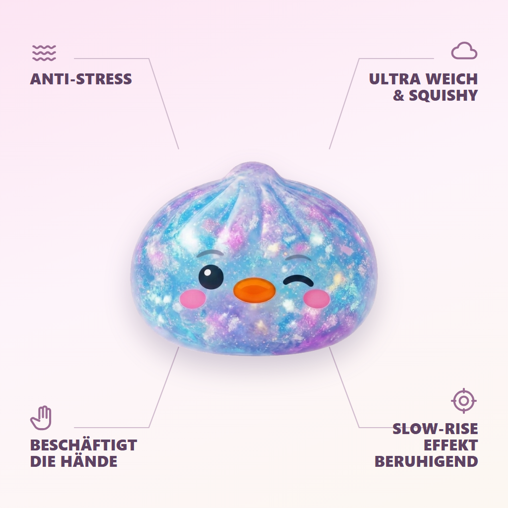 Dumpling Squishy Pinguïn Blauw Galaxy — zijn voordelen