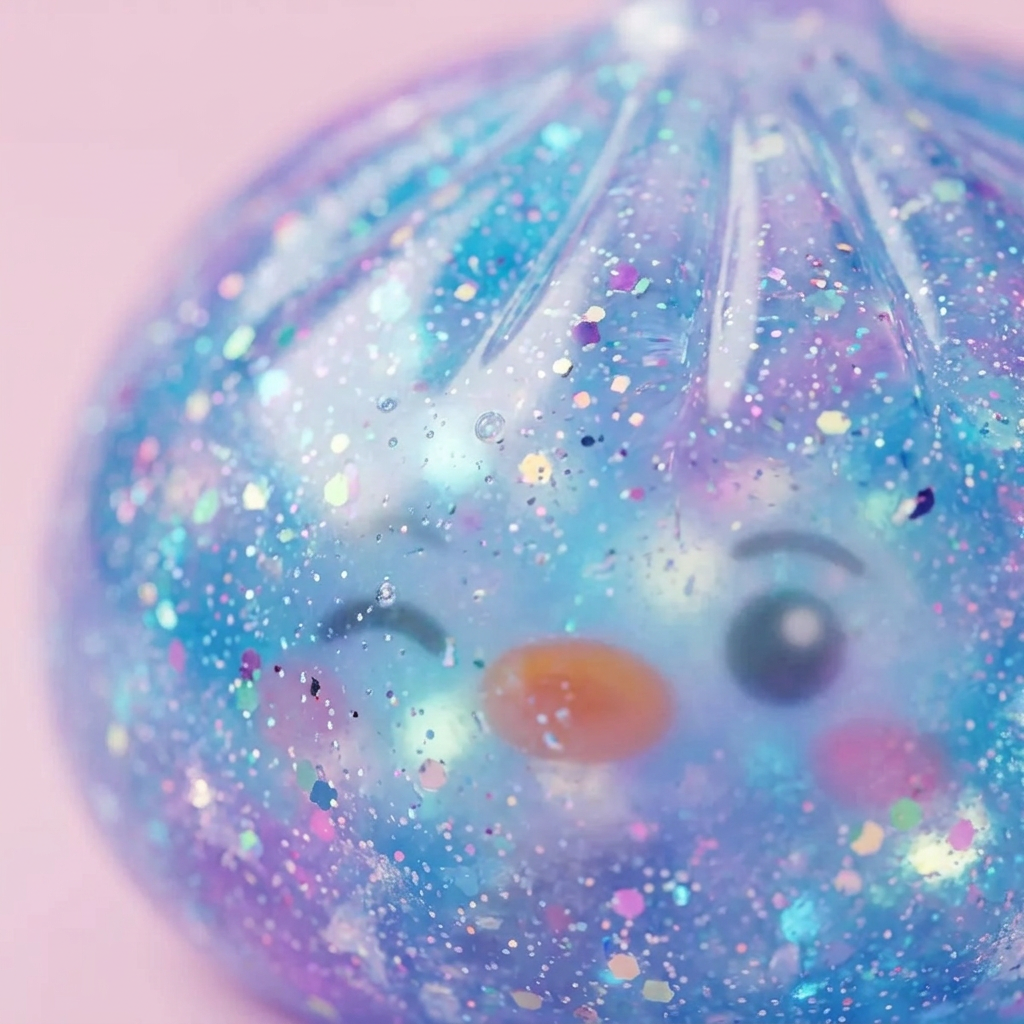 Dumpling Squishy Pinguïn Blauw Galaxy — macro-close-up van de textuur