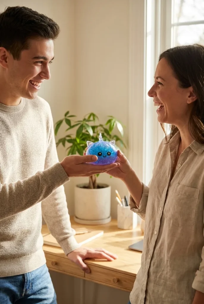 Dumpling Squishy Eenhoorn Glitter Blauw als cadeau-idee