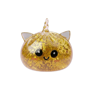 Glitter Dumpling Squishy Eenhoorn Goud tijdens het knijpen, zacht materiaal