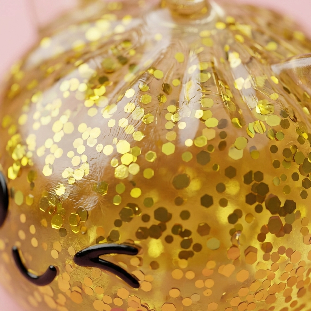 Glitter Dumpling Squishy Eenhoorn Goud — macro-close-up van de textuur