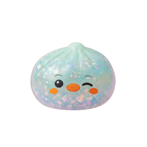 Dumpling Squishy Pinguïn IJzig Mintgroen tijdens het knijpen, zacht materiaal