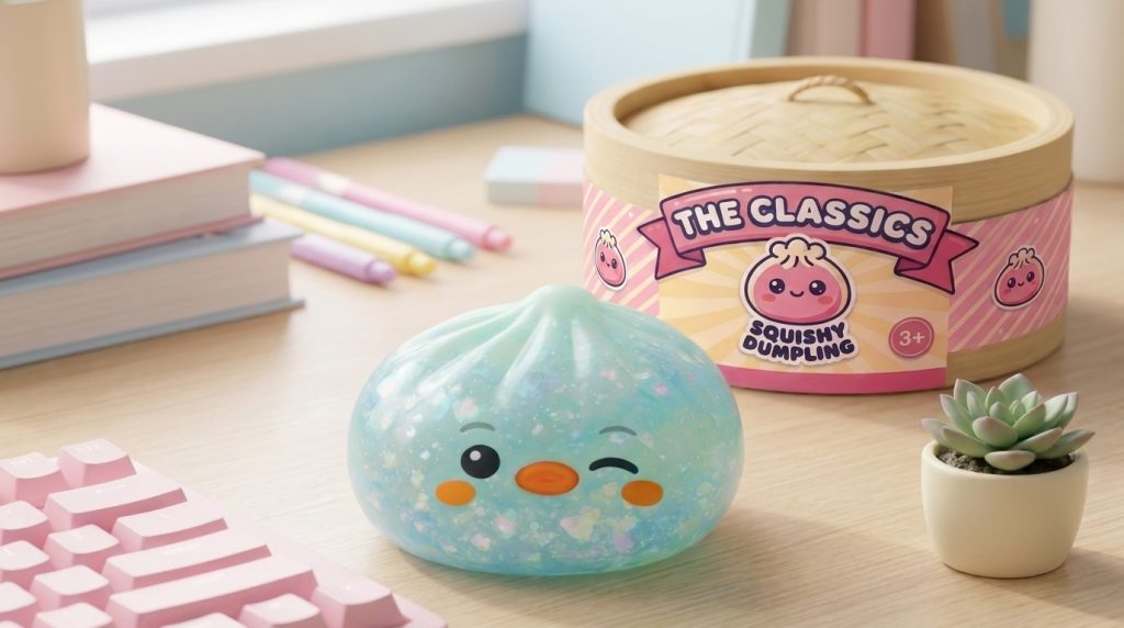 Dumpling Squishy Pinguïn IJzig Mintgroen in zijn kawaii omgeving