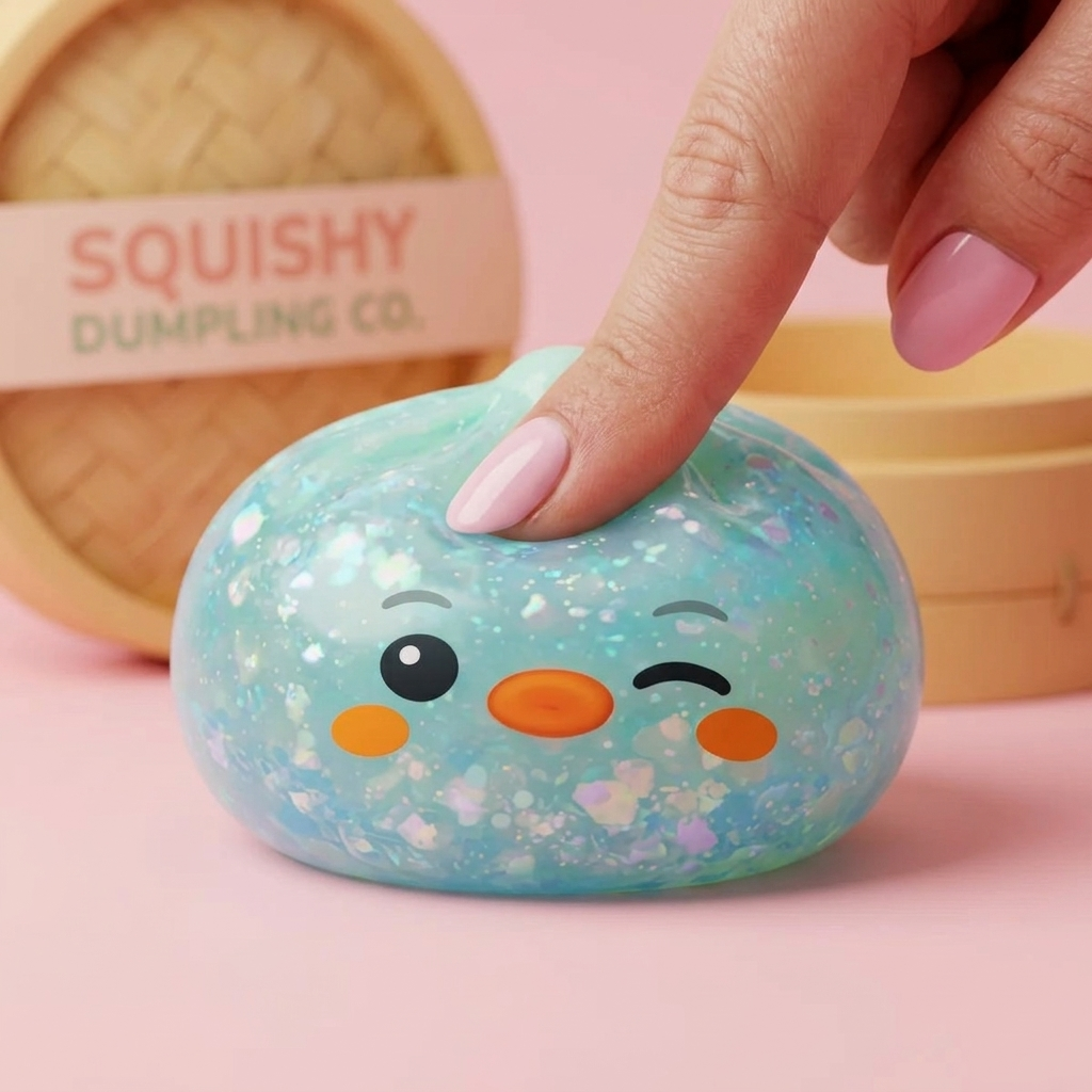 Dumpling Squishy Pinguïn IJzig Mintgroen tijdens het knijpen, zacht materiaal