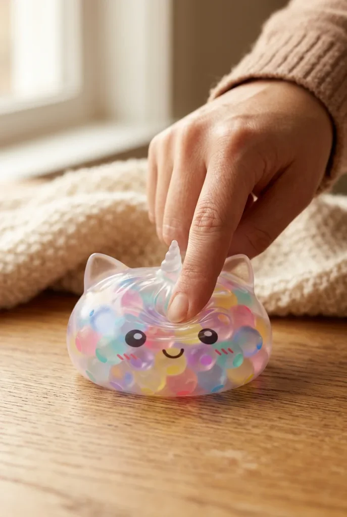 Squishy Dumpling Unicorn Bubble Pastel Multicolor tijdens het knijpen