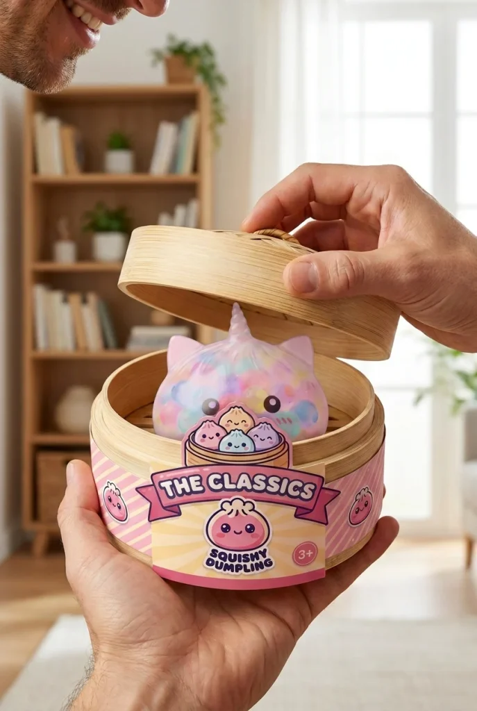 Squishy Dumpling Unicorn Bubble Pastel Multicolor tijdens het uitpakken