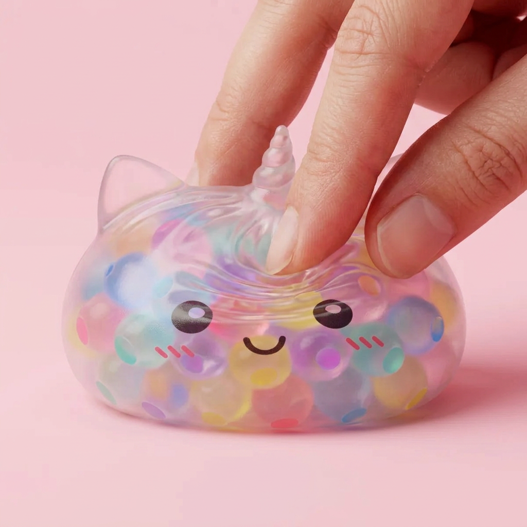 Squishy Dumpling Unicorn Bubble Pastel Multicolor tijdens het knijpen, zacht materiaal