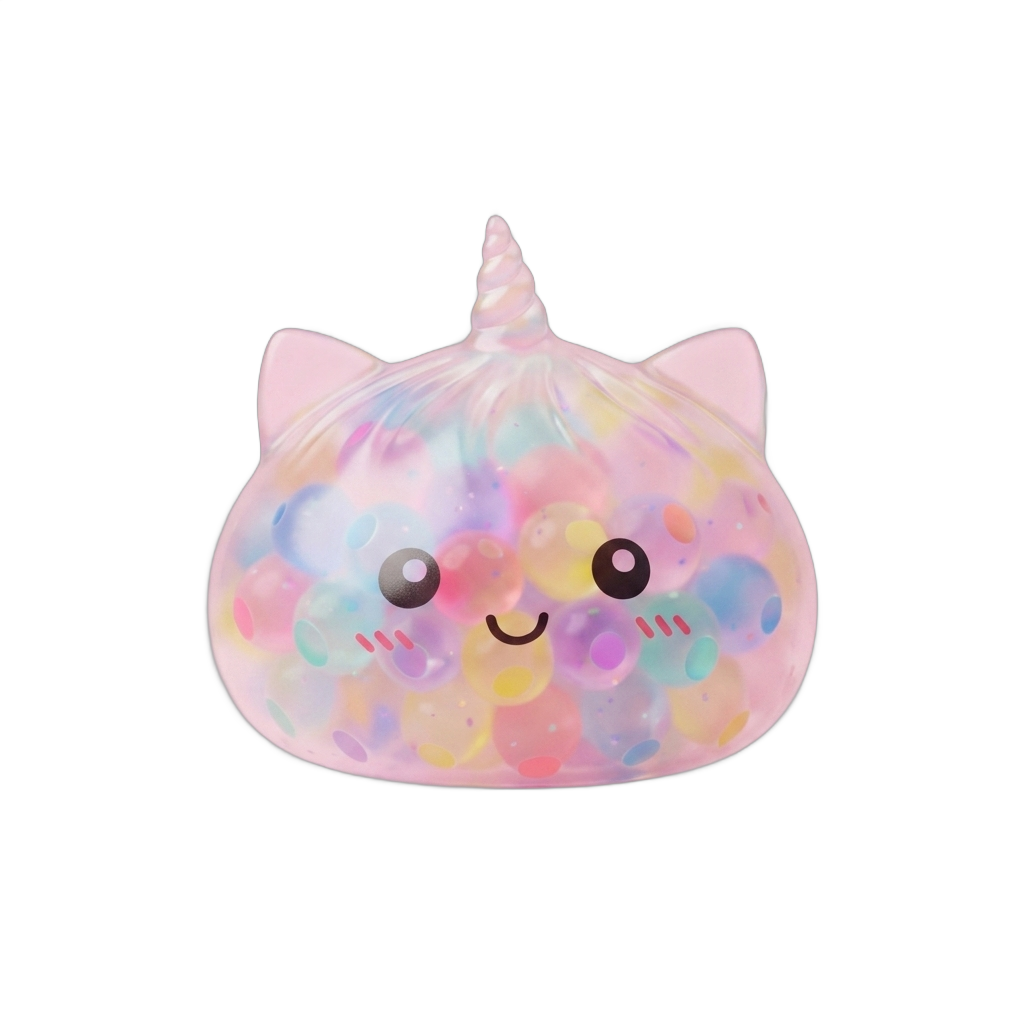 Squishy Dumpling Unicorn Bubble Pastel Multicolor tijdens het knijpen, zacht materiaal