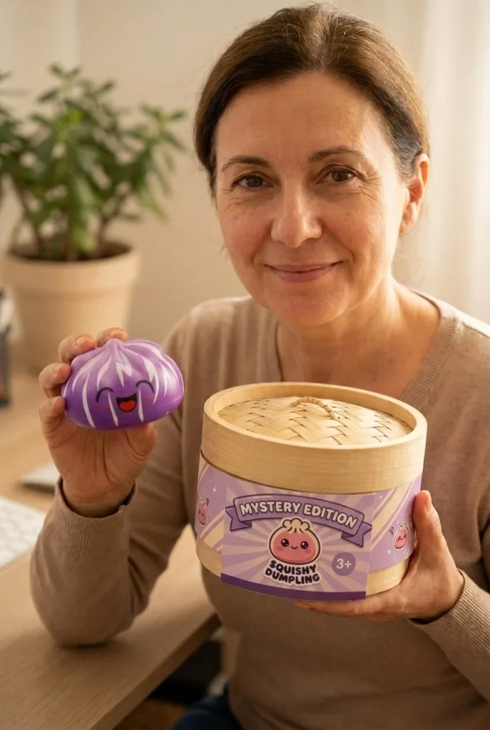 Squishy Dumpling Mystery Happy Faces met zijn doos