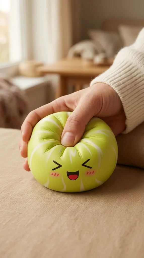 Squishy Dumpling Mystery Happy Faces tijdens het knijpen