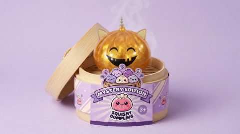 Squishy Dumpling Mystery Halloween Unicorn Gehoornd in het bamboe stoommandje