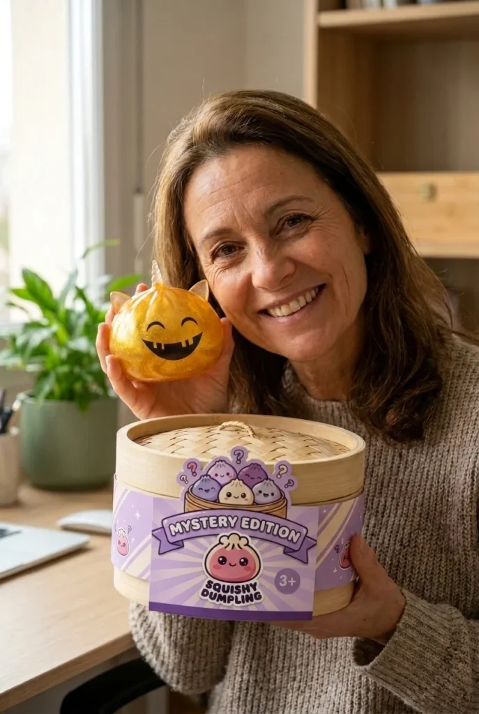 Squishy Dumpling Mystery Halloween Unicorn Gehoornd met zijn doos