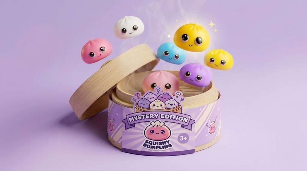 Dumpling Squishy Mystery Pop Grote Ogen tijdens het knijpen, zacht materiaal