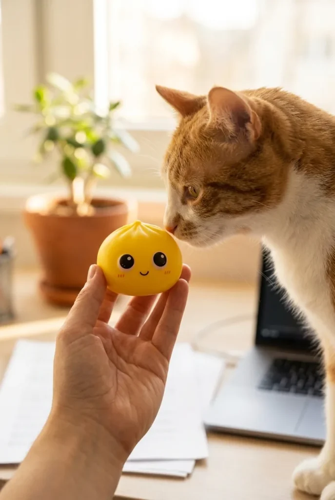 Dumpling Squishy Mystery Pop Grote Ogen met een knuffel